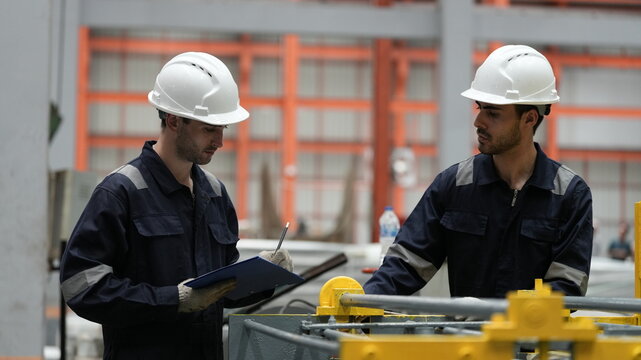 engineer team full skill quality for maintenance and training in industry factory worker , warehouse Workshop for factory operators, mechanical engineering team production.