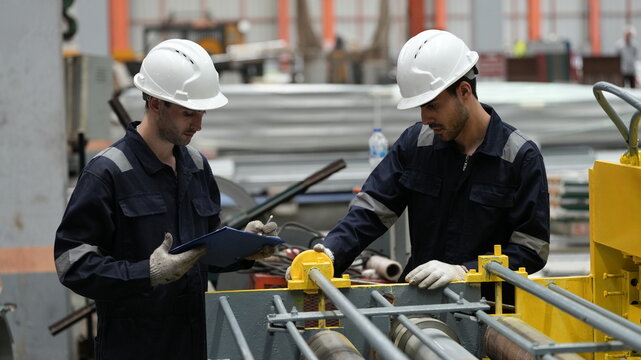 engineer team full skill quality for maintenance and training in industry factory worker , warehouse Workshop for factory operators, mechanical engineering team production.