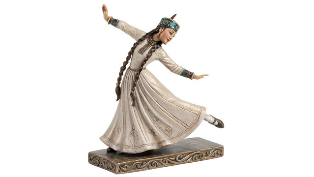 Elegant porcelain figurine of a whirling sufi dervish traditional cultural dance isolated on transparent background