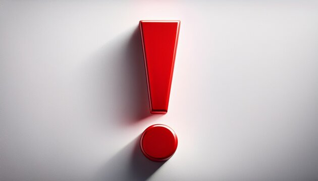 a vibrant red exclamation mark against a stark white background emphasizing importance