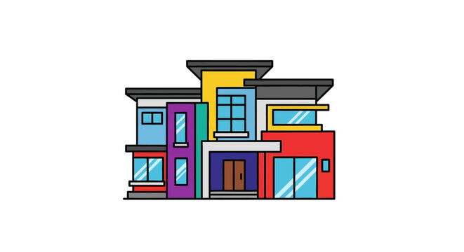 Colorful modern house front exterior.