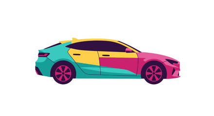 Fototapeta premium Colorful Modern Sports Car Side View.