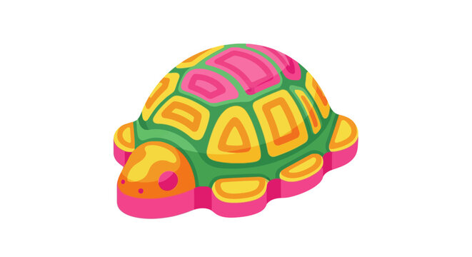 Colorful plastic toy turtle figurine.