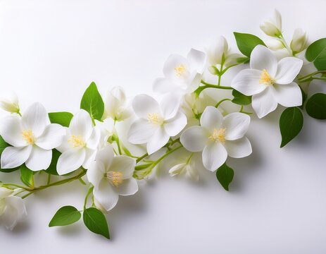 white flowers on a vine white background
