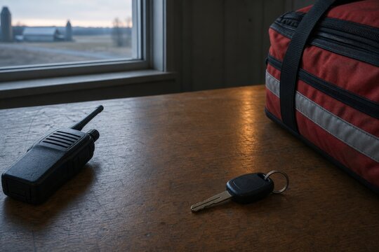 Rural Emergency Medical Services Minimal Tabletop Still Life EMS Shift