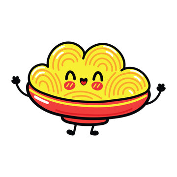 Set of cute spaghetti plate characters