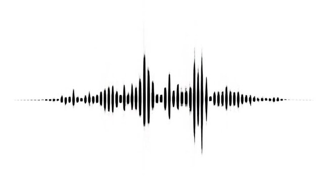 Audio waveform visualization on digital sound editing software. Sound wave graph displaying frequency and amplitude for music production.