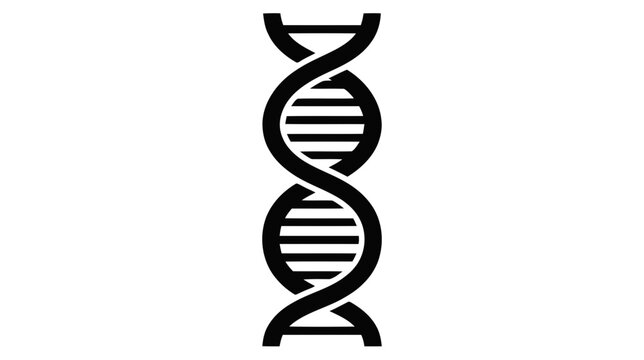 Vector illustration of dna double helix icon black and white vector illustration on a transparent background