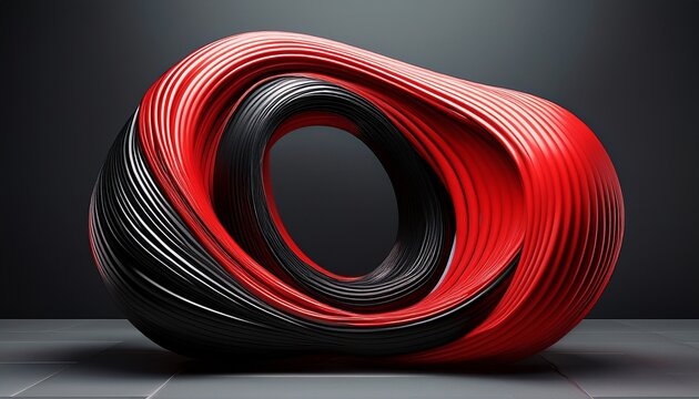 abstract red and black sculpture with infinite loop design