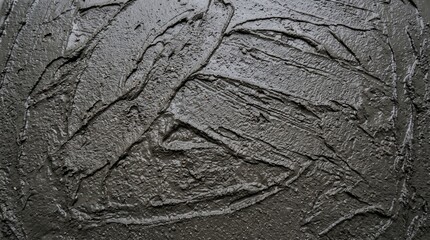 Naklejka premium Close up texture of wet concrete with visible trowel marks and small pebbles