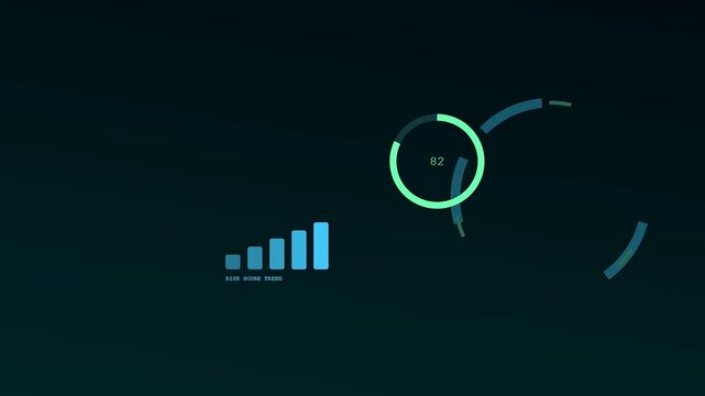 A digital kyc verification user interface loading bar animation showing numerical progress and graphical data tracking on a dark screen for financial software applications monitoring