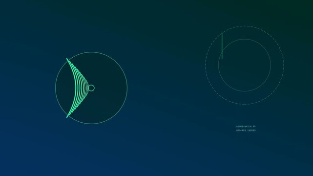 The process of kyc verification is displayed through a digital scan cycle showing shifting wave patterns inside a circular frame on a dark green screen