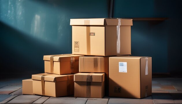 pile of postal packages ready for delivery packages parcels boxes shipping mail logistics distribution courier