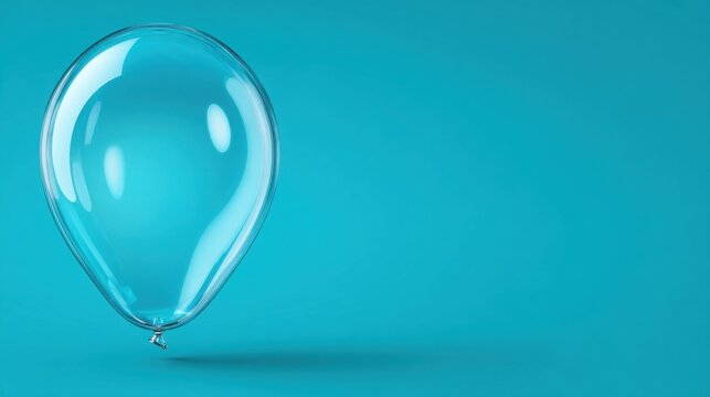 A large, translucent balloon floats against a vibrant electric blue background, showcasing its smooth, reflective surface and delicate form.