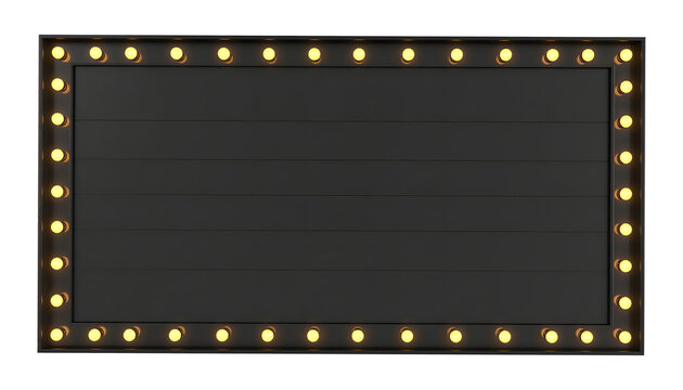 Cinema marquee sign blank billboard with glowing light bulbs for advertisement and promotional announcements&nbsp;