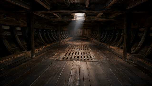 Empty Historic Ship Hold for Slave Trade Remembrance