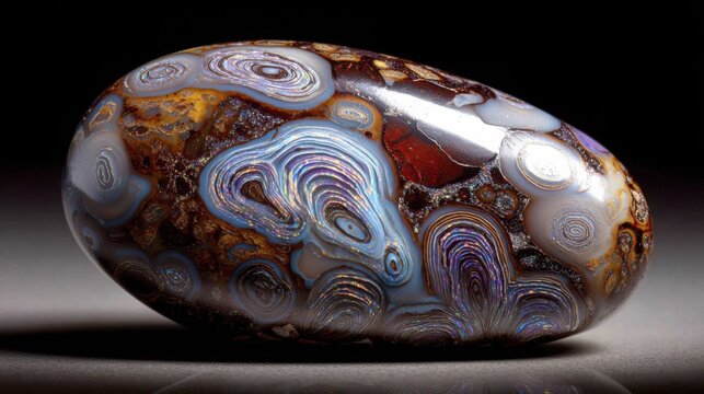 Captivating Black Opal Specimen Showcasing Hypnotic Play-of-Color and Intricate Patterns