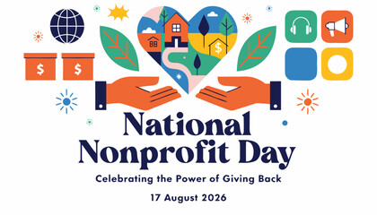 Fototapeta premium Colorful flat illustration design for national nonprofit day awareness campaign