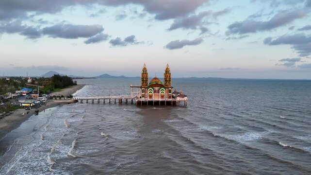 The Ziyadatul Abrar Floating Mosque, located at Siring Pagatan Beach in South Kalimantan