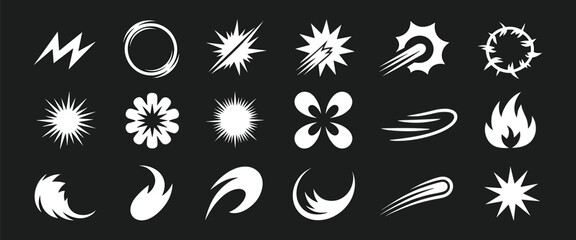 Comic book attack effects and cartoon hit flash sparks vector symbols set © Sourav Edits