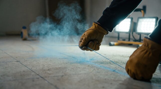 Industrial welder focused on metal joint