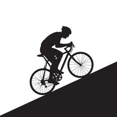 Fototapeta premium bicycle cyclist silhouette vector riding on ramp at speed black vector
