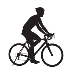 Fototapeta premium cyclist riding a bicycle black vector illustration featuring silhouette, sport, exercise