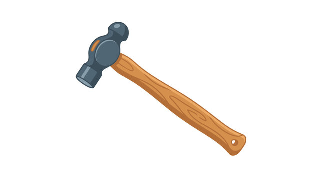 Professional ball-peen hammer isolated on white background for metalwork and construction