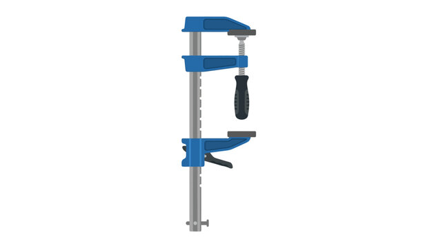 Professional metal F-clamp tool for carpentry and woodworking projects isolated on white