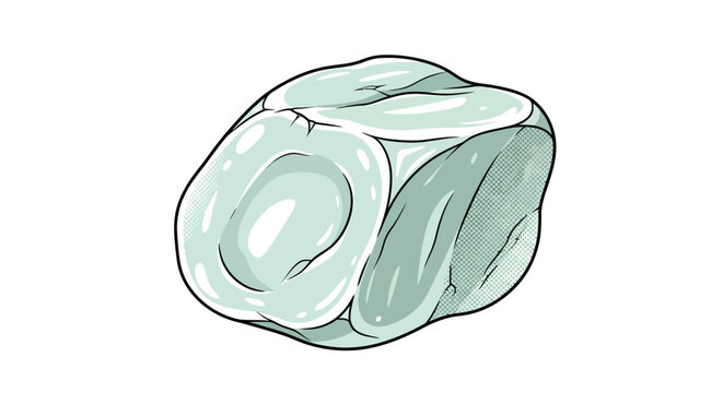 Vector illustration of a raw piece of natural talc mineral stone showing organic textures and pale green color isolated on a white background