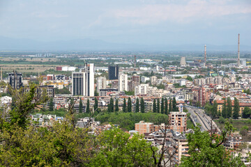Fototapeta premium Panoramic view of the city of Plovdiv from Bunardzhik hill, Bulgaria