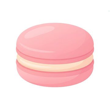 Delicious pink macaron pastry with cream filling isolated on white