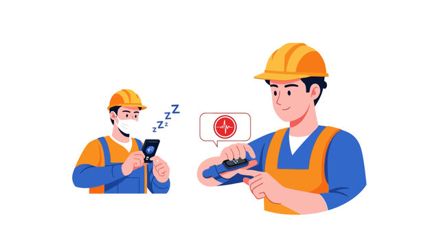 Construction Workers Using Smartwatch and Mobile App for Health and Fatigue Monitoring