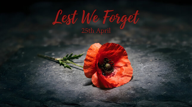 Remembrance day poppy lest we forget honoring veterans on april 25th with a symbolic red flower