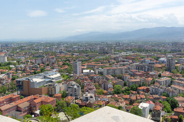 Fototapeta premium Panoramic view of the city of Plovdiv from Bunardzhik hill, Bulgaria