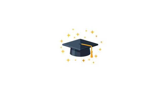 Graduation Cap with Golden Stars Illustration