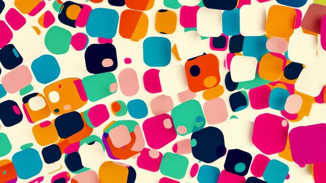 Colorful Abstract Squares Pattern: A vibrant, abstract pattern composed of an array of colorful rounded squares in various sizes and shades, creating a lively and dynamic visual experience.