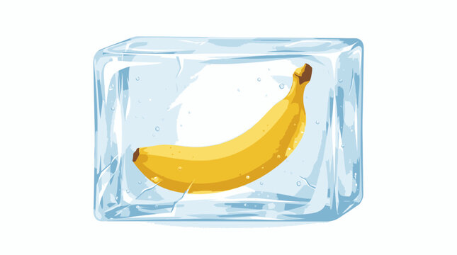 Yellow Banana in Ice Block.