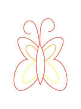 Butterfly icon in line doodle and color style. Nature animal as outdoor summer expedition symbol for camp and adventure theme, artistic drawing for unique trip element.