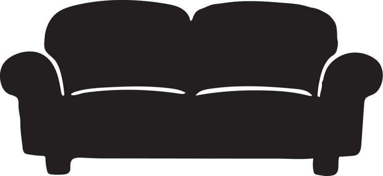 Sofa Silhouette Against White Background Minimalist Furniture Shape