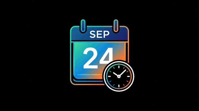 Date and time icon with a calendar displaying september 24 and a clock showing the time.