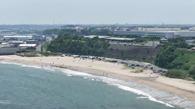 茨城県日立市 久慈浜海岸と日立港のドローン空撮