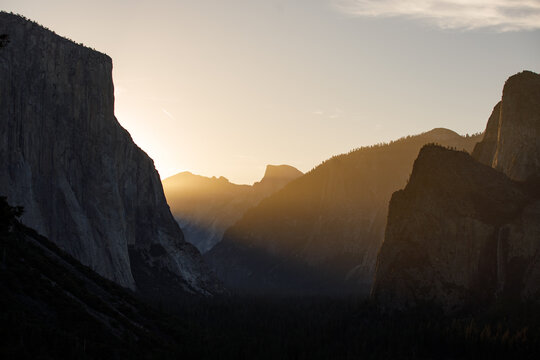 Half Dome Framed By Perfect Granite and Warm Light