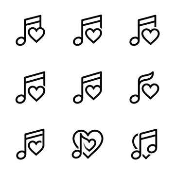 Music notes with heart symbols.