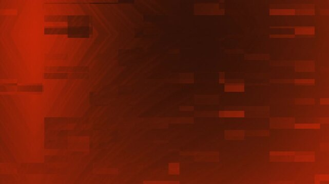 Red digital static glitch pattern abstract art dark textured background geometric shapes squares.