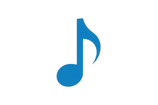 Blue music eighth note symbol representing sound, melody, rhythm, audio, and musical expression on transparent background