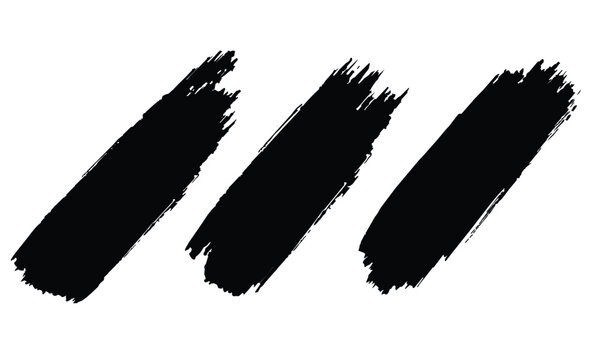 Black ink brush collection. Diagonal paint swatches for dynamic layout accents