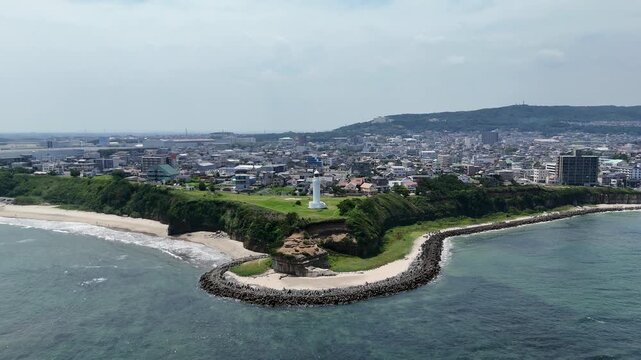 茨城県日立市 久慈浜海岸と日立港のドローン空撮