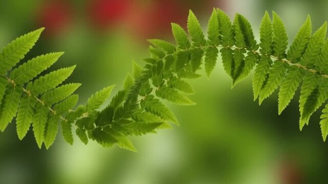 Green fern leaf on blurred background