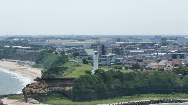 茨城県日立市 久慈浜海岸と日立港のドローン空撮